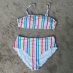 Striped Two Piece Swimsuit